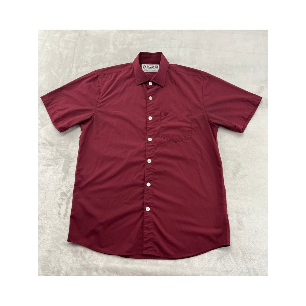 Dixxon D-Lux Performance Shirt Mens Medium Burgundy Bamboo Blend Short Sleeve